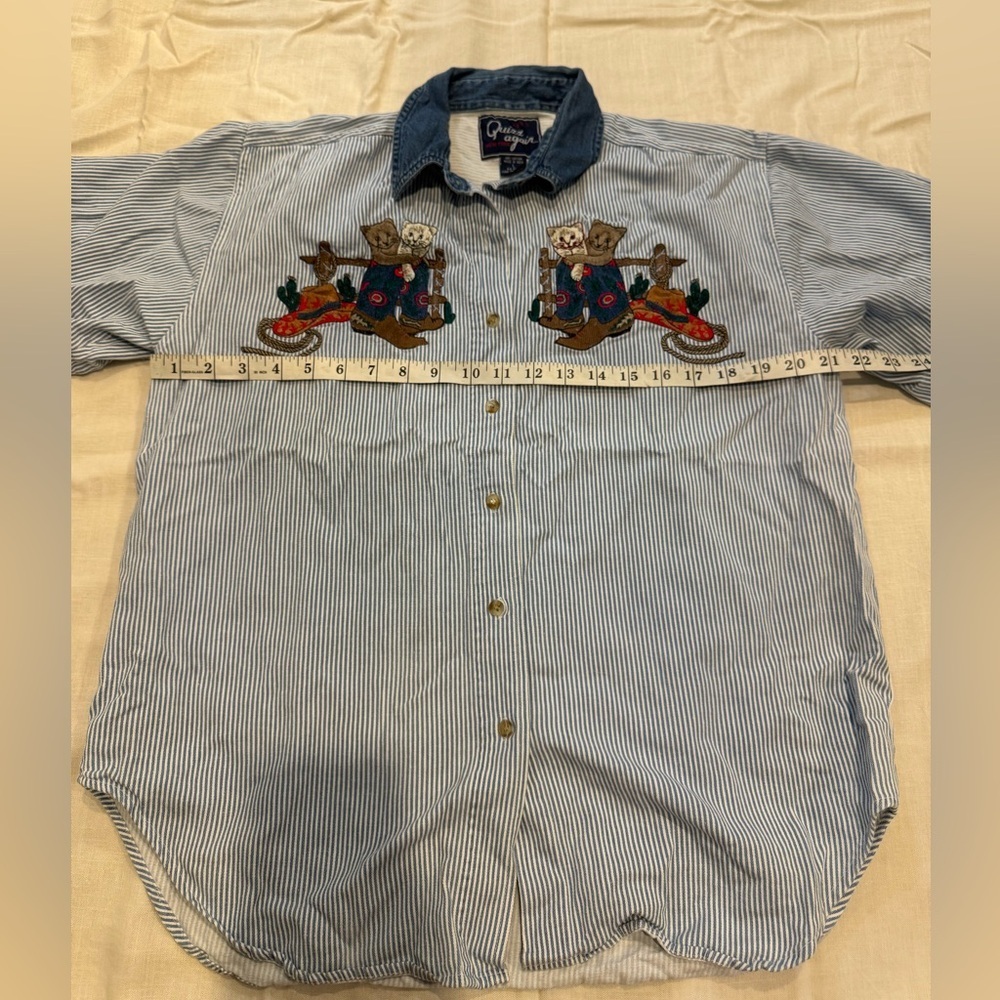 Vintage button up western cowboy cats embroidered shirt size large - Picture 7 of 7